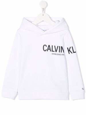 Calvin Klein Kids logo-print cotton hoodie - White
