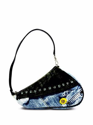 Christian Dior pre-owned mini denim print Saddle shoulder bag - Blue