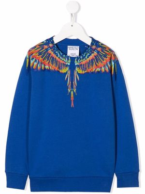 Marcelo Burlon County Of Milan Kids Tempera Wings print sweatshirt - Blue
