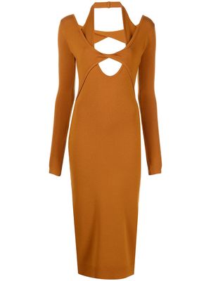 Monse layered cut-out knit dress - Orange