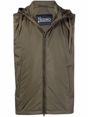 Herno hooded zip-up gilet - Green