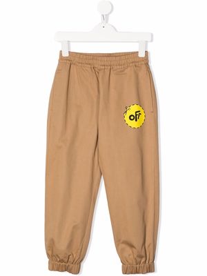 Off-White Kids logo-print cotton trousers - Neutrals