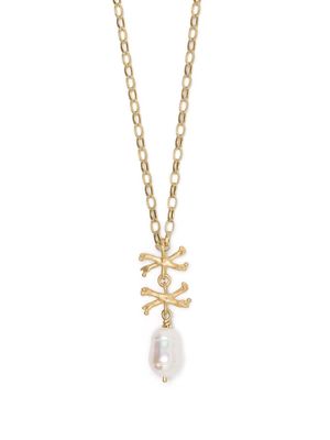Claire English rum bullion pearl-pendant necklace - Gold