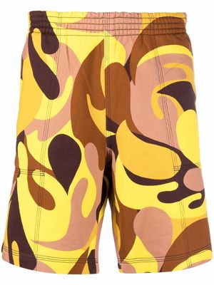 Marni abstract-print track shorts - Yellow