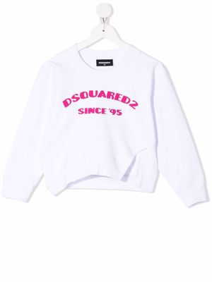 Dsquared2 Kids split-hem logo sweatshirt - White