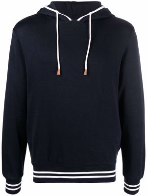 Eleventy drawstring pullover hoodie - Blue