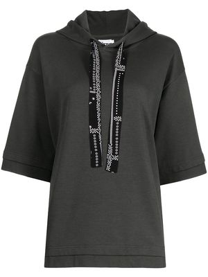 izzue drawstring short-sleeve hoodie - Grey