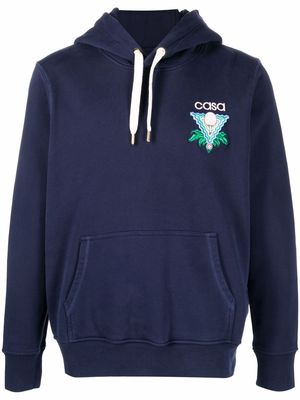 Casablanca logo-embroidered hoodie - Blue