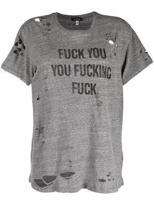 R13 distressed slogan print T-shirt - Grey