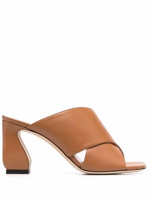 Si Rossi curved-heel crossover-strap leather mules - Brown