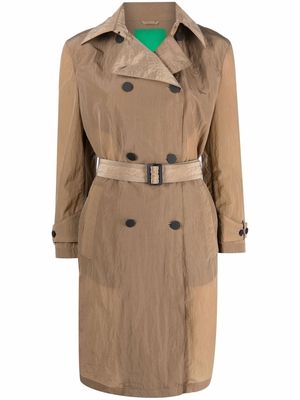 Emporio Armani double-breasted belted coat - Neutrals