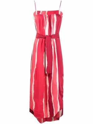 Armani Exchange striped asymmetric-hem dress - Red