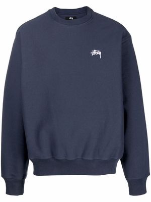 Stussy embroidered-logo crew neck sweatshirt - Blue