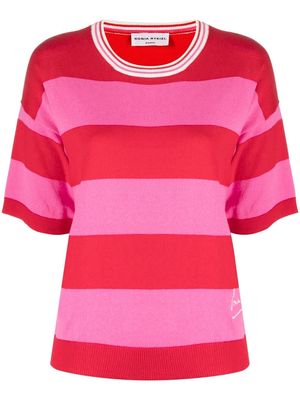 SONIA RYKIEL embroidered logo striped jumper - Pink