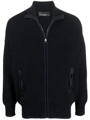 Neil Barrett Travel rib-knit zip-front cardigan - Black
