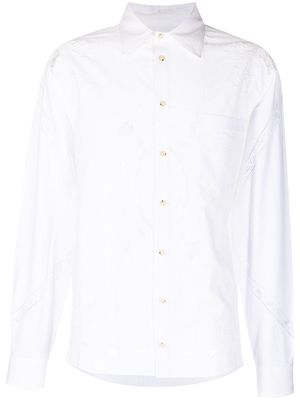 Marine Serre floral embroidered cut-out shirt - White