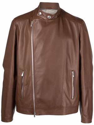 Brunello Cucinelli classic leather jacket - Brown