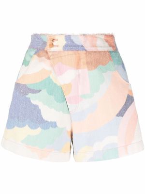 Forte Forte graphic-print high-waisted shorts - Neutrals