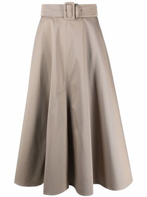 Patou belted flared midi skirt - Neutrals