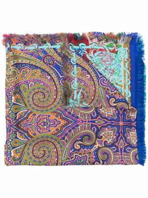 Pierre-Louis Mascia mix-print silk scarf - Blue