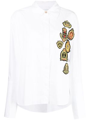 Edward Achour Paris embroidered long-sleeve shirt - White