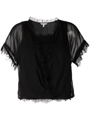 SHIATZY CHEN layered lace-panelled top - Black
