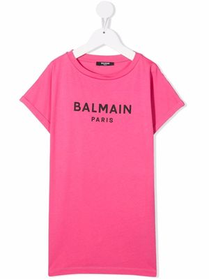 Balmain Kids logo print cotton T-shirt - Pink