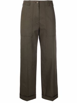 Moncler straight-leg cropped chino trousers - Green