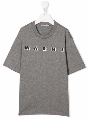 Marni Kids logo-print short-sleeve T-shirt - Grey