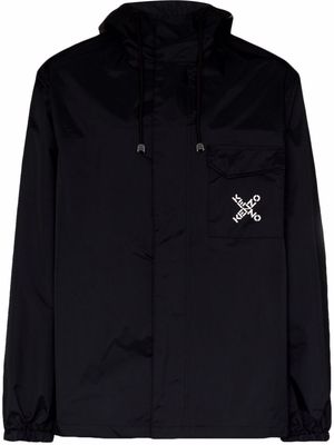 Kenzo X logo hooded rain jacket - Black