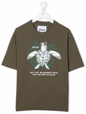 MYAR KIDS logo-print T-shirt - Green