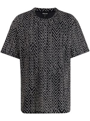 Giorgio Armani zigzag-print short-sleeve T-shirt - Black