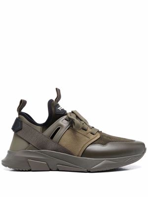 TOM FORD panelled lace-up sneakers - Green