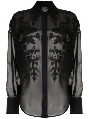 Lorena Antoniazzi sequin-embellished satin shirt - Black