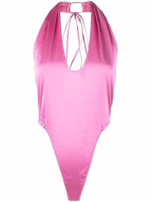 Jacquemus Le body Mentalo satin halter bodysuit - Pink