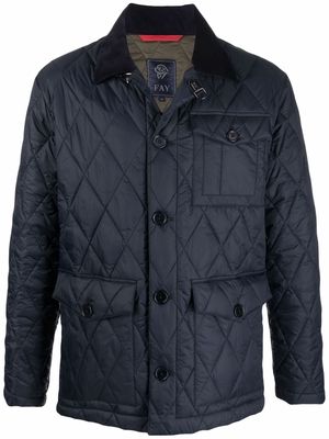Fay velvet-collar quilted jacket - Blue