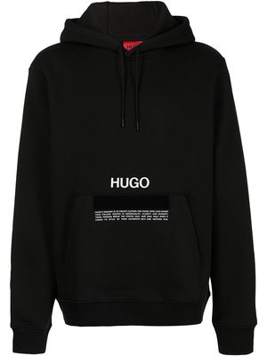 HUGO logo print hoodie - Black