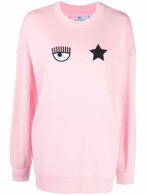 Chiara Ferragni Eye Star embroidered cotton sweatshirt - Pink