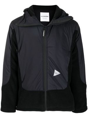and Wander logo-print hooded jacket - Black