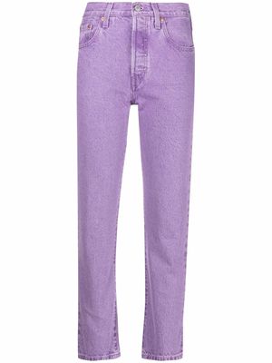 Levi's 501 cropped cherry-patch jeans - Purple