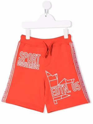Dsquared2 Kids logo-print track shorts - Orange