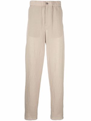 Giorgio Armani straight-leg cotton-linen trousers - Neutrals