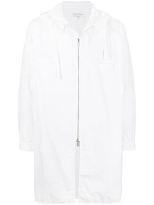 Yohji Yamamoto zip-through hooded overshirt - White