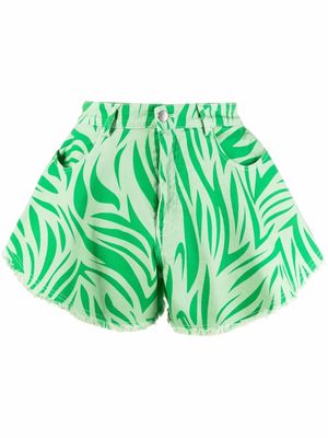 DEPENDANCE zebra-print flared shorts - Green