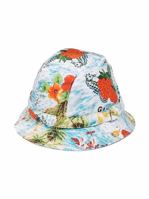 Gucci Kids tropical-print bucket hat - Blue