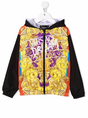 Versace Kids baroque pattern-print zip-up hoodie - Black