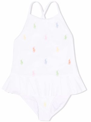 Ralph Lauren Kids Polo Pony ruffle-trim swimsuit - White