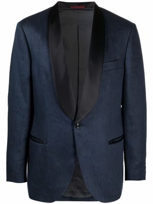 Brunello Cucinelli tuxedo linen suit jacket - Blue