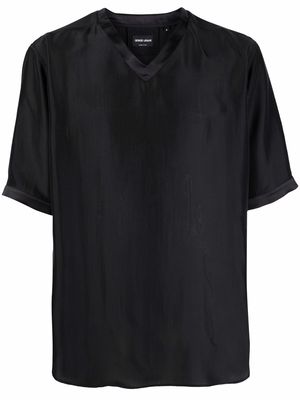 Giorgio Armani V-neck silk T-shirt - Black