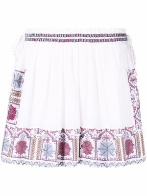 Isabel Marant embroidered side-slit miniskirt - White